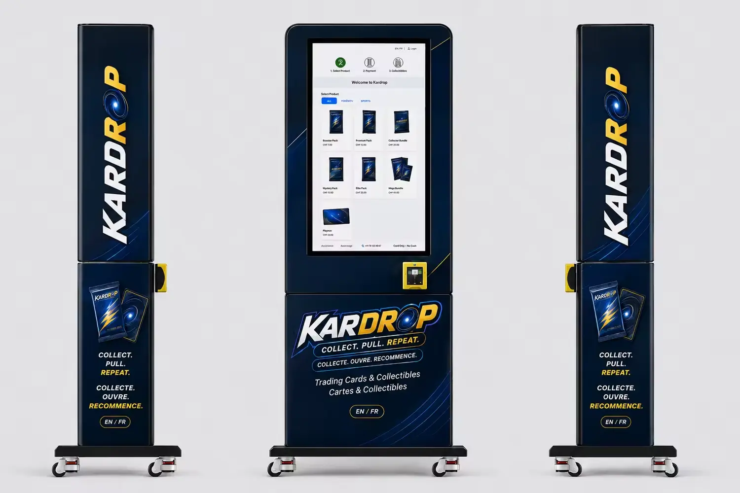 Distributeur Kardrop vu de face et de profil